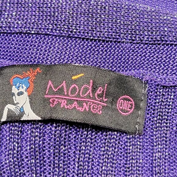 𝅺PURPLE Glitter Open Front Asymmetrical Cardigan One Size - Picture 6 of 12